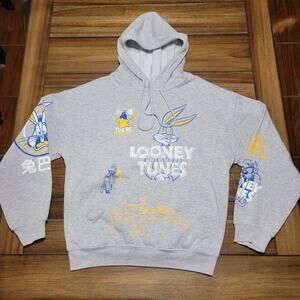 Looney Tunes LS Grey Unisex Hoodie Bugs Bunny Chinese - Size Small